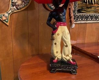 Vintage 40's Chalkware Pair Aladdin Magic Genie Mid Century Shades Figural Lamps