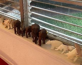 Assorted Hand Carved Elephants, Alabaster, Wood & Soap Stone