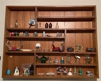 Hand Crafted Shadow/Shelving Box, Vintage Avon Bottles, Hand Held Paper Fan