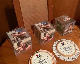 Lucite Photo Cubes, Needlepoint Craft Items