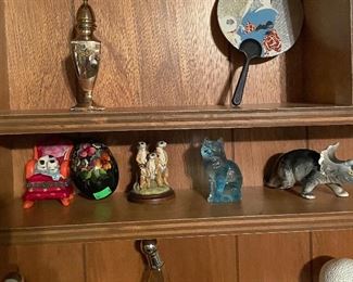 Hand Crafted Shadow/Shelving Box, Vintage Avon Bottles, Hand Held Paper Fan