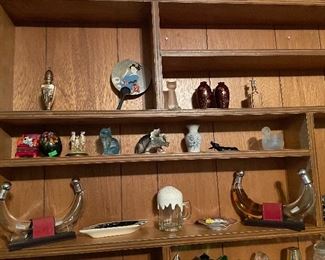 Hand Crafted Shadow/Shelving Box, Vintage Avon Bottles, Hand Held Paper Fan