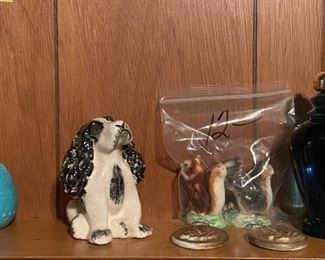 Hand Crafted Shadow/Shelving Box, Vintage Avon Bottles, Hand Held Paper Fan, Salt & Pepper Shakers