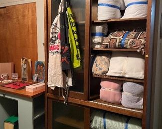 Assorted Linen, Bedding, Aprons, Hand Crafted Desk