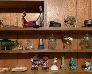 Hand Crafted Shadow/Shelving Box, Vintage Avon Bottles, Hand Held Paper Fan