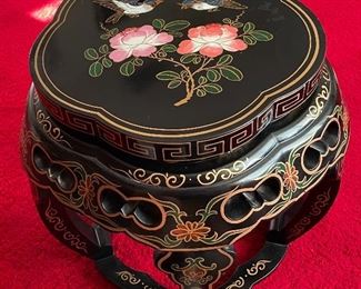 Vintage Asian Wood Carved Japanese Flower Plant Stand Pedestal Table