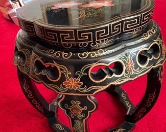 Vintage Asian Wood Carved Japanese Flower Plant Stand Pedestal Table