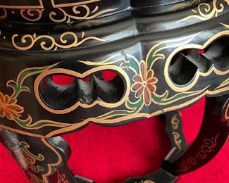 Vintage Asian Wood Carved Japanese Flower Plant Stand Pedestal Table