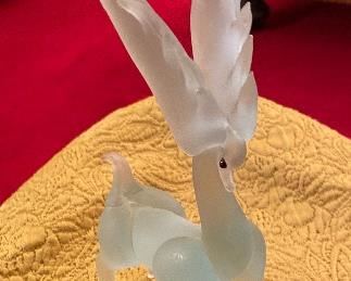 Lalique Style Frosted Glass Deer