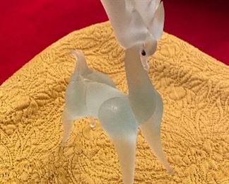 Lalique Style Frosted Glass Deer