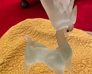 Lalique Style Frosted Glass Deer