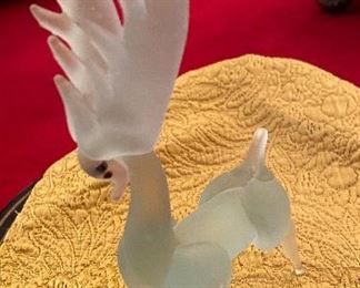 Lalique Style Frosted Glass Deer