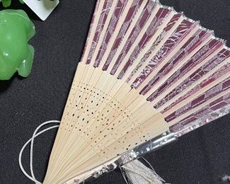 Hand Held Fan, Jadite