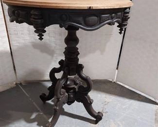 Intricately Carved Antique Parlor Table Base with Wood Top