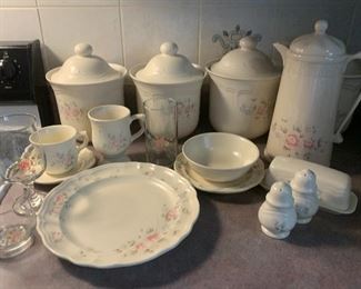 Phaltzgraff dishes plates ,glasses, cups, plater, canisters, also a vacuum carafe, lots of extras will sell all for 50.00
