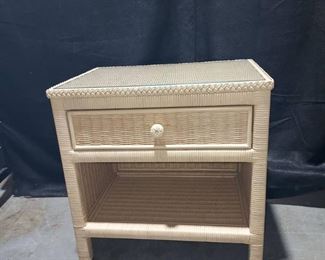Wicker End Table with Drawer