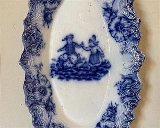 Staffordshire 19th Century flow blue serving dish