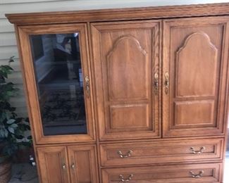 Solid Oak TV Armoire w/Storage Drawers (2)