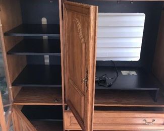 Solid Oak TV Armoire w/Storage Drawers