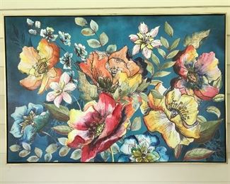 Painted Floral Framed Wall Art