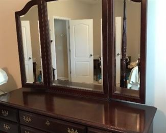 Cherry Chippendale Style Triple Dresser w/Mirror (Sumter Cabinet Co. Sumpter, South Carolina)