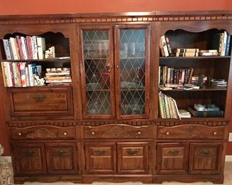 Solid Wood Bookcase w/Glass Display Storage Books (Cookbooks/Children's/Religion)
