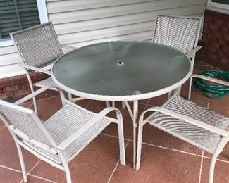 Metal Glass Top Patio Table w/4 Chairs