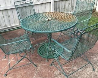 Vintage Wrought Iron Patio Table Set