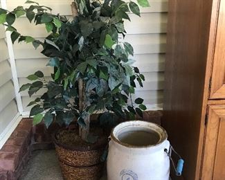 Antique 4 Gallon Pottery Stoneware Crock
Lighted Ficus Tree in Basket