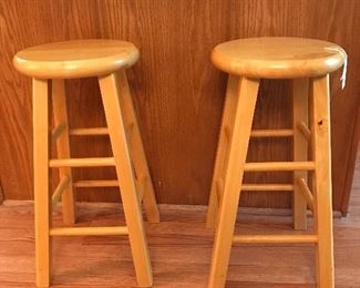 Solid Oak Counter Height Bar Stools (2)