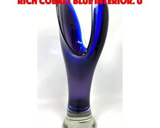 Lot 10 Tall Cased Art Glass Vase. Rich Cobalt Blue Interior. U
