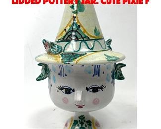 Lot 31 BJORN WIINBLAD Figural Lidded Pottery Jar. Cute pixie f