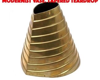 Lot 33 Stylish Stepped Brass Modernist Vase. Tapered Teardrop 