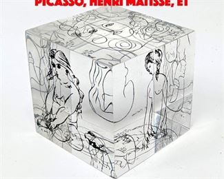 Lot 42 Modernist Lucite Cube. PABLO PICASSO, HENRI MATISSE, et