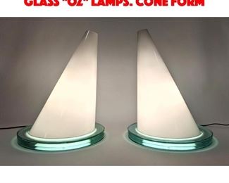 Lot 47 Pr FONTANA ARTE Italian Art Glass OZ Lamps. Cone form