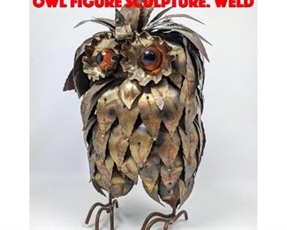 Lot 58 Brutalist C Jere style Metal Owl Figure Sculpture. Weld