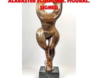 Lot 62 Mid Century Modern Alabaster Sculpture. Figural. Signed