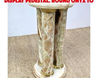 Lot 63 Onyx Stone Three Column Display Pedestal. Round onyx to