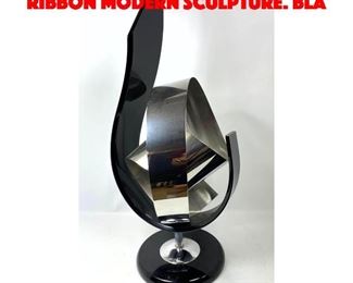 Lot 74 SHLOMI HAZIZA Lucite Metal Ribbon Modern Sculpture. Bla