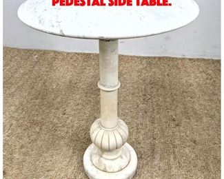 Lot 78 Round Marble Top Alabaster Pedestal Side Table. 