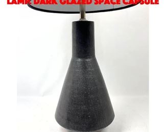 Lot 87 Modernist Pottery Table Lamp. Dark Glazed Space Capsule