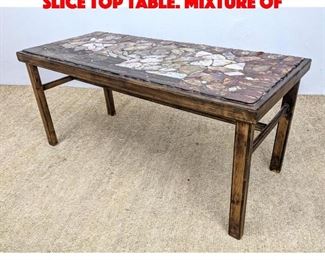 Lot 86 Unique Inlaid Natural Stone Slice Top Table. Mixture of