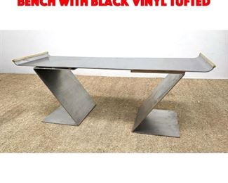 Lot 91 WAAL FATHI Designer Steel Bench With Black Vinyl Tufted