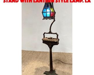 Lot 95 Vintage metal Smoking Stand with Lantern style Lamp. La