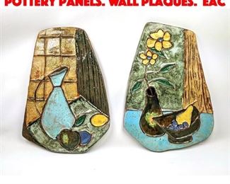Lot 96 Pr Glazed Terracotta Pottery Panels. Wall plaques. Eac