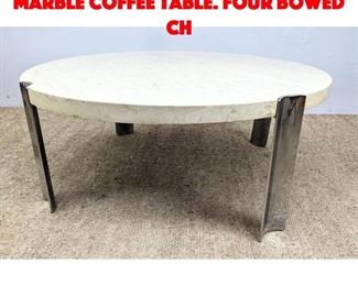 Lot 109 Modernist Travertine Marble Coffee Table. Four Bowed Ch