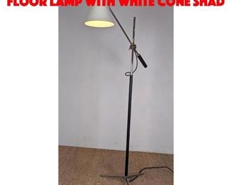 Lot 118 Arredoluce style Chrome Floor Lamp with White Cone Shad