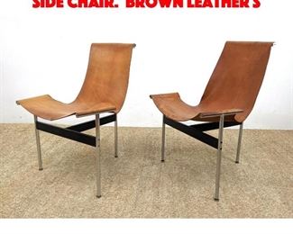 Lot 129 Pair LAVERNE KATAVOLOS T Side Chair. Brown Leather S