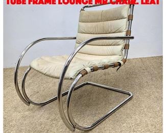 Lot 137 KNOLL Furniture Chrome Tube Frame Lounge MR Chair. Leat