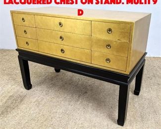 Lot 156 KITTINGER Gold Leaf Lacquered Chest on Stand. Multi 9 d